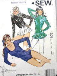 1301 KWIK SEW STRETCH LONG SLEEVE LEOTARDS, WRAP SKIRT PATTERN XS-LG uncut